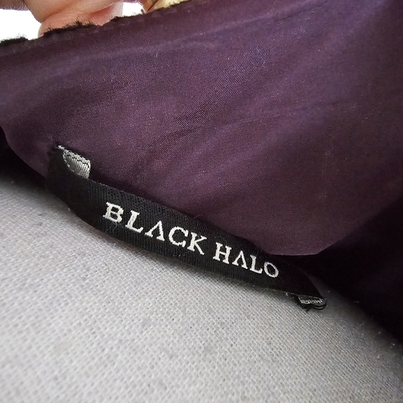 Black Halo "Guipure" Purple and Black Sheath Dress - Picture 9 of 10